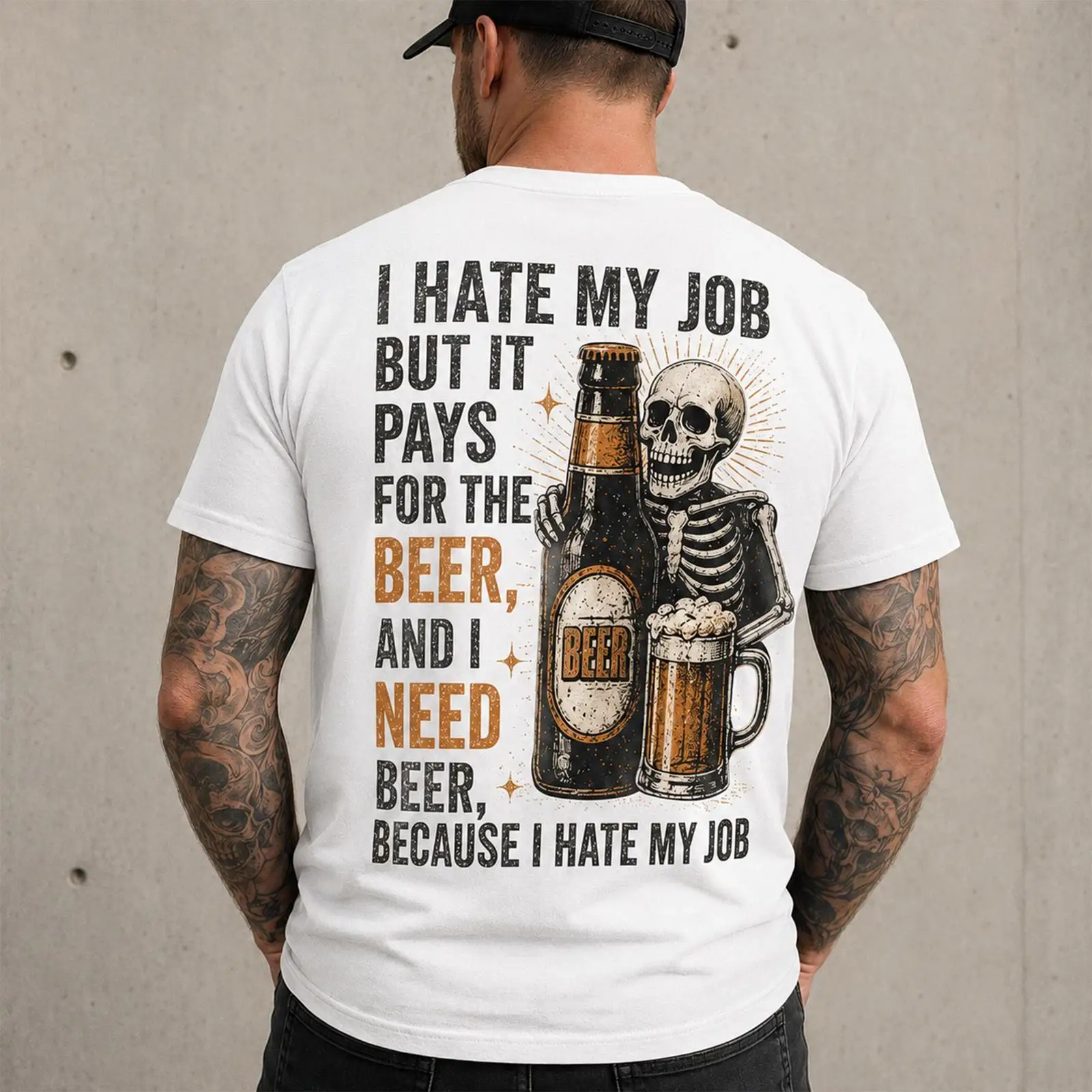 Vintage Fashion Jobs - Ich Hasse meinen Job T-Shirt Skelett