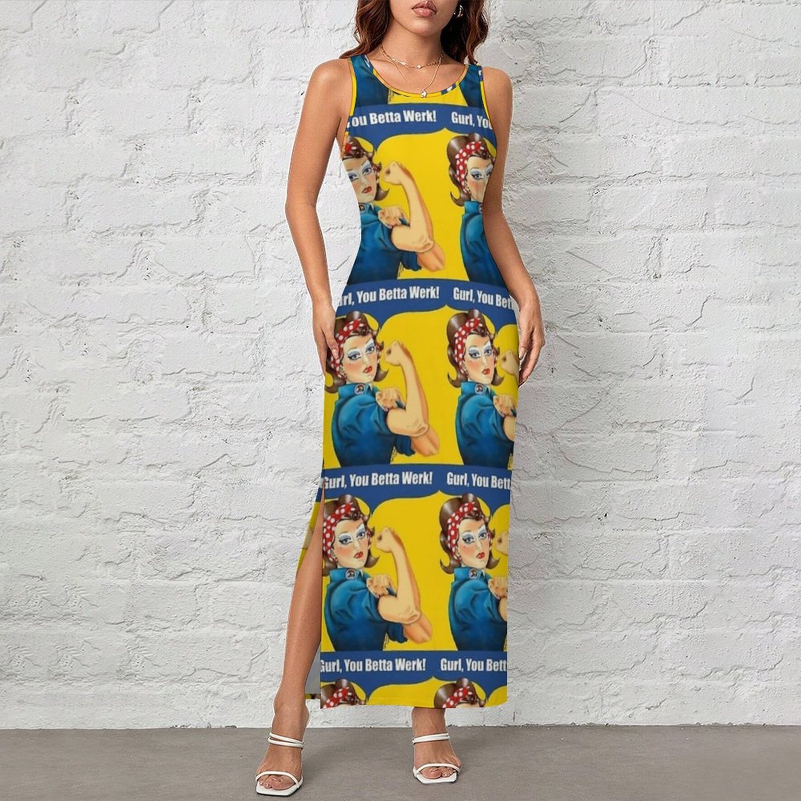 Vintage Fashion Quotes - Damen Vintage Rosie Werk Zitat-Print Kleid
