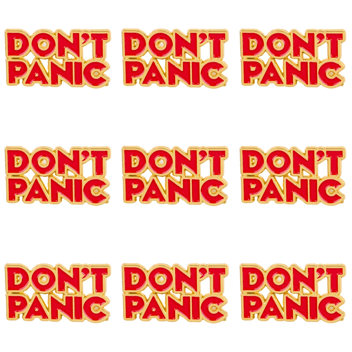 Vintage Fashion Quotes - 9-teiliges Set Lustige Zitat-Broschen 'Don't Panic'