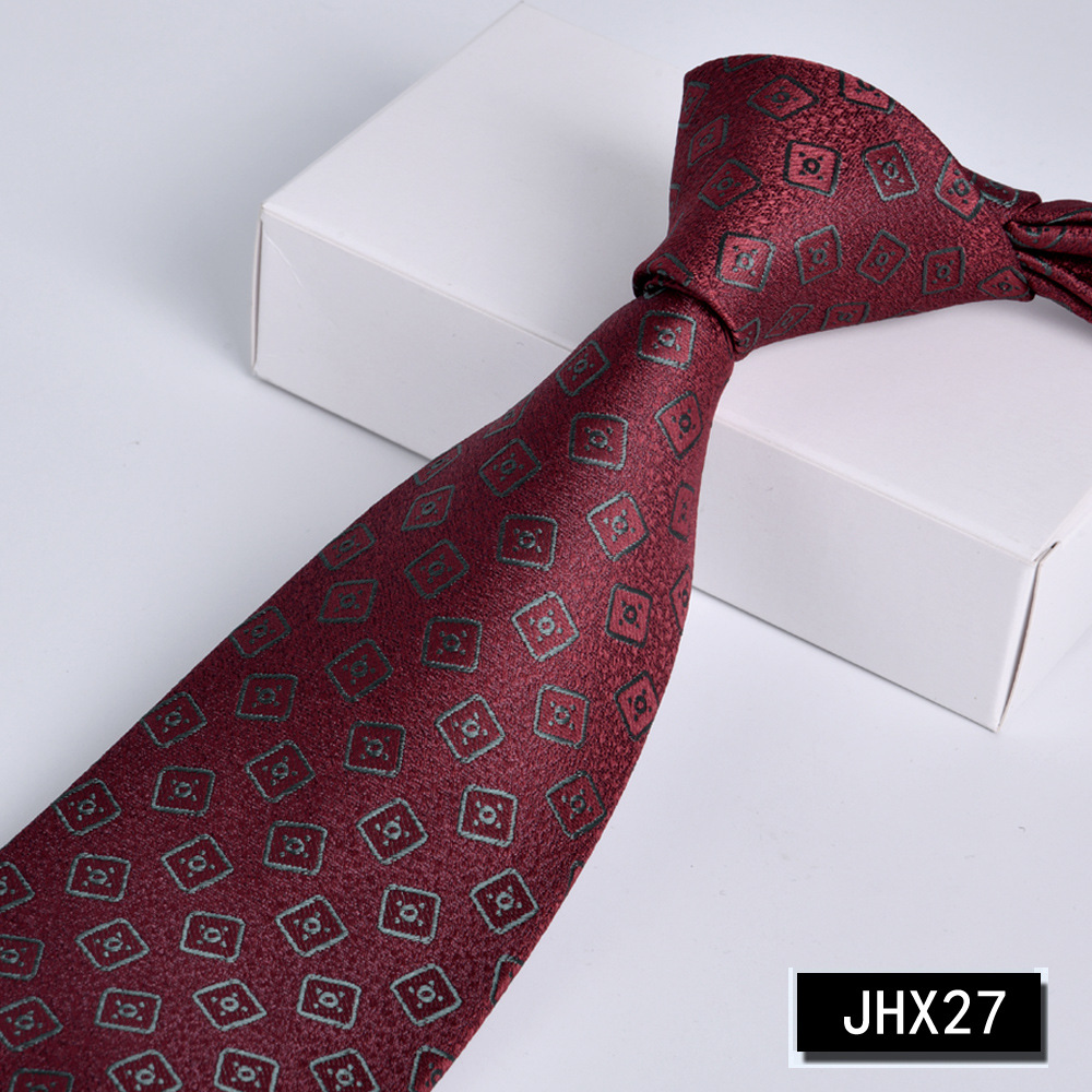 Vintage Fashion Jobs - Weinroter Vintage-Box-Krawattenknoten mit geometrischem Muster für