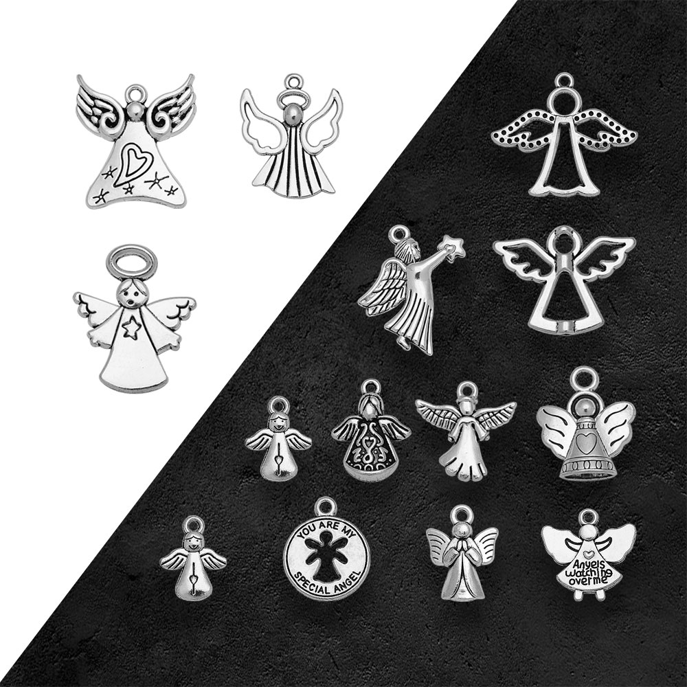 Vintage Fashion Resale - Antik versilberter Wächter-Charm, Engel, der über