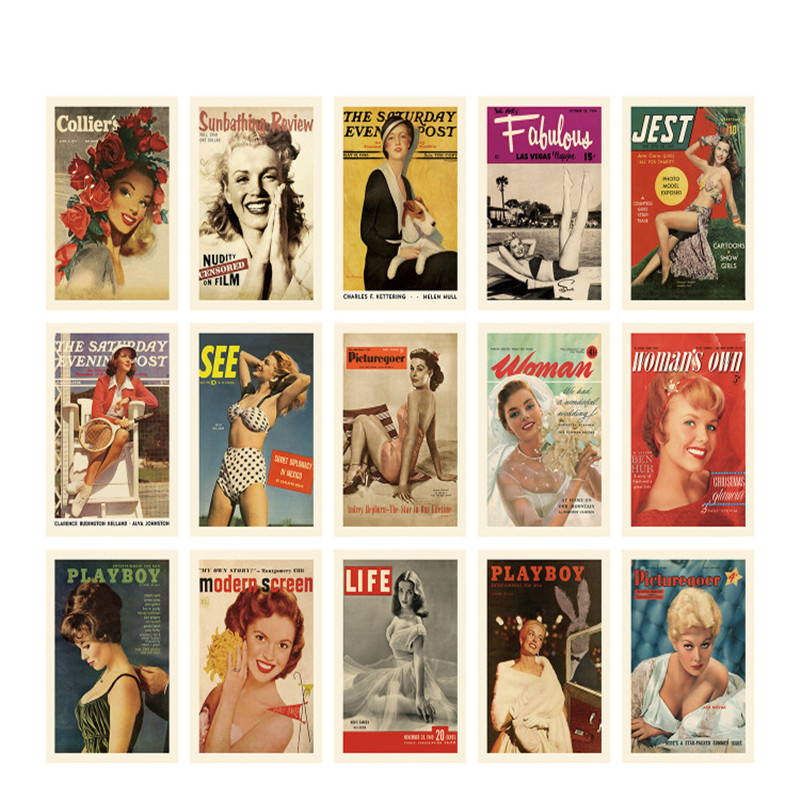 Vintage Fashion Magazine Covers - 15 blätter Vintage Postkarten Mode Magazin