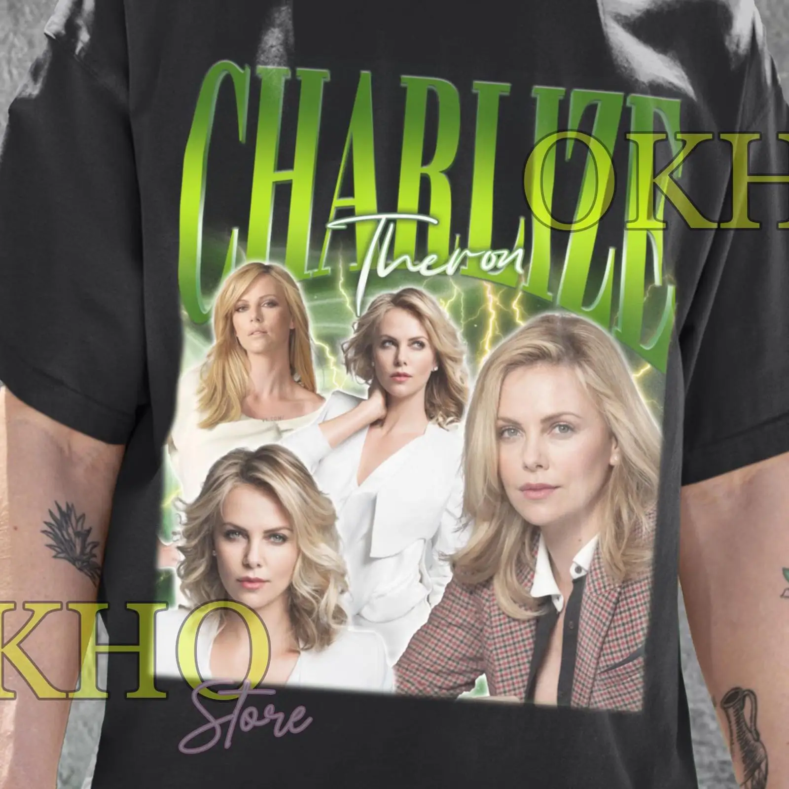Charlize Theron Collage T-Shir – Vintage Fashion Collage Bewertung und Preis
